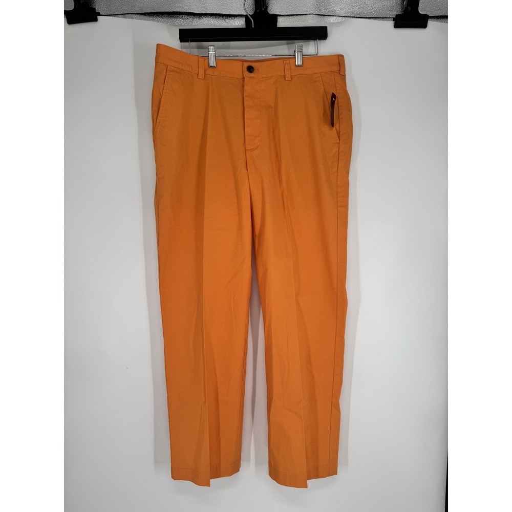 Brooks Brothers 346 Chino Pants Mens 35x30 Neon Orange Flat Front Straight Leg